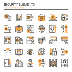 Security Elements , Thin Line and Pixel Perfect Icons.