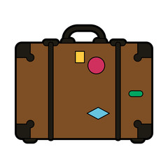 travel suitcase with stickers icon image vector illustration design 