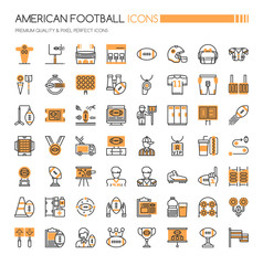 American Football Elements , Thin Line and Pixel Perfect Icons