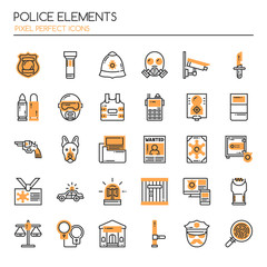 Police Elements  , Thin Line and Pixel Perfect Icons