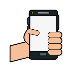 person holding smartphone icon image vector illustration design 
