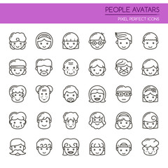 People Avatars , Thin Line and Pixel Perfect Icons.