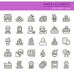 Bakery Elements , Thin Line and Pixel Perfect Icons.