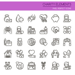 Charity Elements , Thin Line and Pixel Perfect Icons.