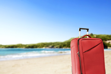 suitcase and beach place 