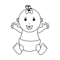 happy smiling female baby icon image vector illustration design  black line