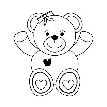 girly teddy bear baby or shower related  icon image vector illustration design  black line