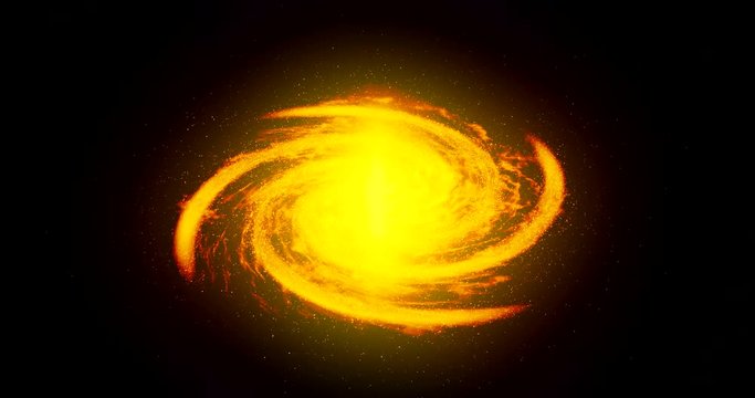 Fly Over Animated 3D Burning Fire Galaxy With Star Nebula 4k Rendered Background Video.