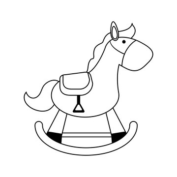 wood rocking horse baby or shower related  icon image vector illustration design  black line