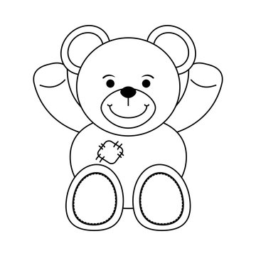 teddy bear baby or shower related icon image vector illustration design black line