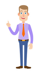 Businessman pointing up