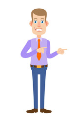 Businessman pointing something beside of him