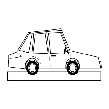 car sideview cartoon icon image vector illustration design  black line