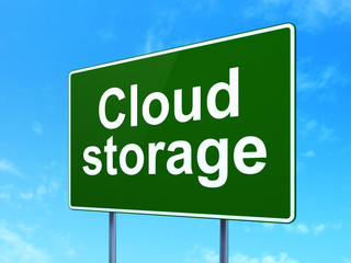 Protection concept: Cloud Storage on road sign background
