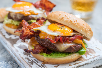 Bacon Burger with Egg Lettuce and Cheese