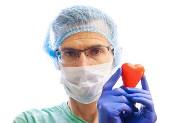 Doctor man in mask on white isolated background