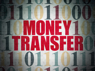 Finance concept: Money Transfer on Digital Data Paper background
