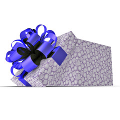 Empty blue gift box on white. 3D illustration