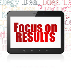 Business concept: Tablet Computer with Focus on RESULTS on display