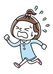 急いで走る女の子