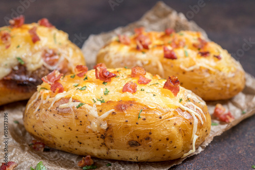 &amp;quot;Baked stuffed potatoes with cheese and bacon&amp;quot; Stock photo and royalty ...