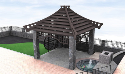 Gazebo design ideas, 3d illustration