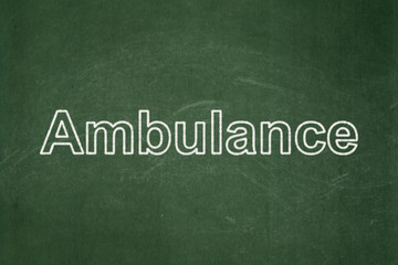 Obraz premium Healthcare concept: Ambulance on chalkboard background