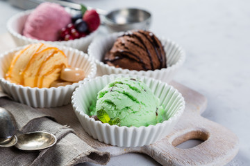 Selection of colorful ice cream scoops
