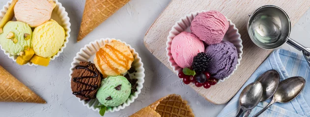 Rolgordijnen Selection of colorful ice cream scoops © anaumenko