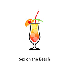 Sex on the Beach cocktail icon in flat style