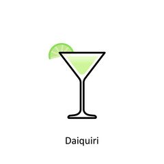 Daiquiri cocktail icon in flat style