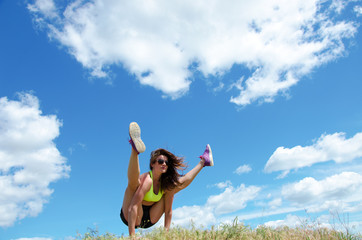 girl engages in yoga
