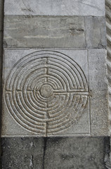 Misty labyrinth engraved on marble