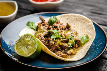 Mexican tacos with beef