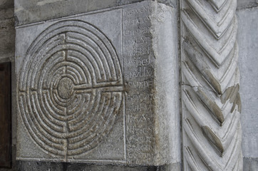Mysterious labyrinth carved in stone - obrazy, fototapety, plakaty