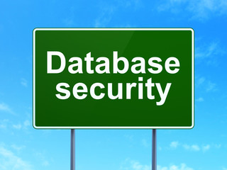 Database concept: Database Security on road sign background