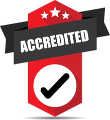 Accredited red label and sign.