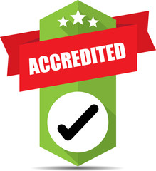 Accredited green label and sign.