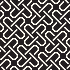 Seamless black and white cross lattice pattern. Abstract geometric tiling mosaic. Stylish background design
