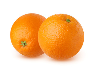 Two ripe orange isolated on white background.