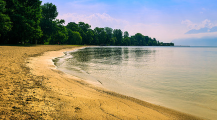 Part of romantic beach on lake