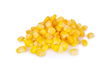 pile of boiled sweet corn seeds on white background