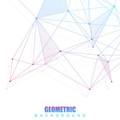 Geometric abstract background with connected line and dots. Structure molecule and communication. Scientific concept for your design. Medical, technology, science background. Vector illustration.
