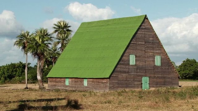 Big tobacco drying hut in the farm at Vinales, Pinar del Rio Province, Cuba.