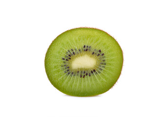 Fototapeta na wymiar sliced ripe green kiwi on white background