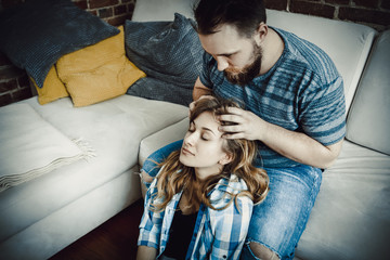Obraz premium Headmassage in home.
