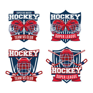 Collection of colorful Vector Hockey logo and insignias