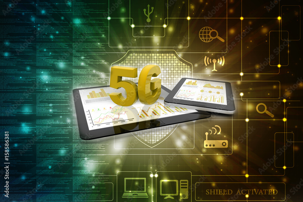Poster 3d rendering 5g network 5g connection with data