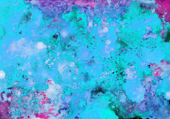 Fototapeta na wymiar Abstract hand-made acrylic purple and blue texture. Background for design