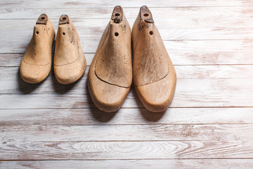 Fototapeta premium Wooden last for kids and mens footwear .